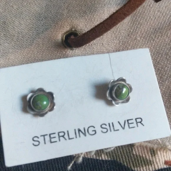 Sterling silver and Sonoran gold turquoise studs - Picture 8 of 8